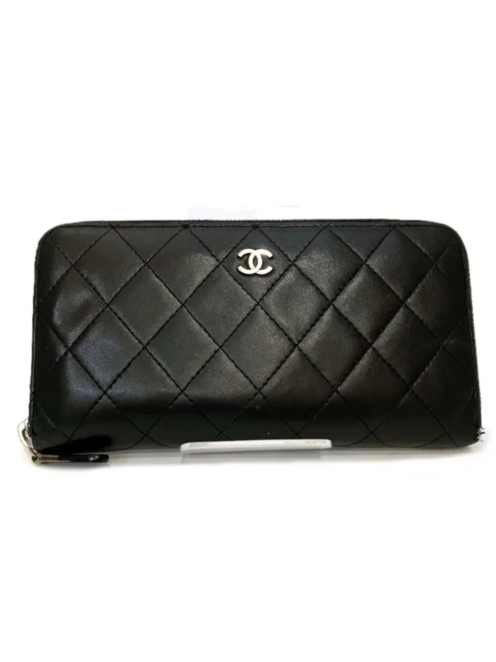 Chanel Coco Quilted Zip Around Wallet Lambskin